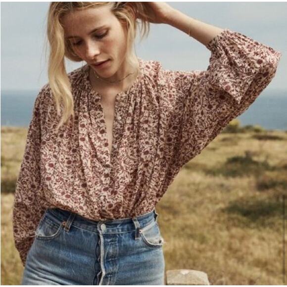 DOEN Jane Top Blush Mini Earl Floral Print S - Picture 1 of 11